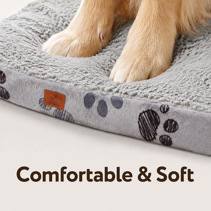 35"x22" Orthopedic Dog Bed for Crate Sherpa Pet Bed, Light Grey | Egg Crate Support, Waterproof Dog Bed, Machine Washable Removable Cover, Soft Sherpa Dog Crate Bed, Anti Slip Bottom - Image 4
