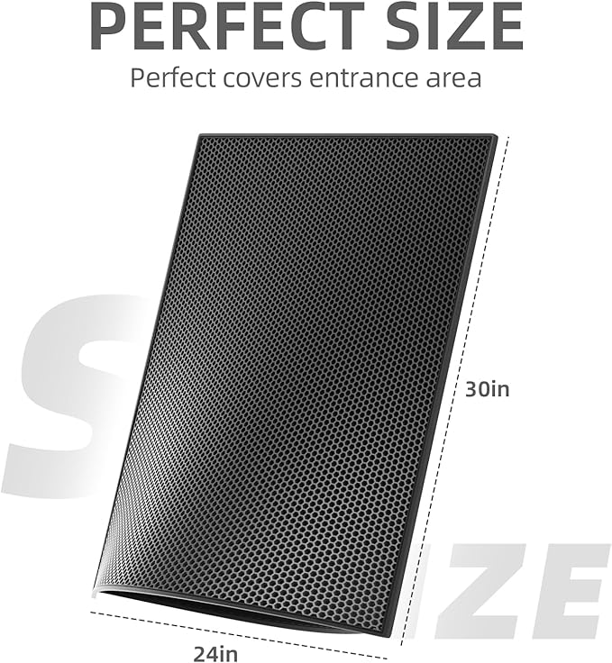 ESTHELLO Cat Litter Mat Honeycomb Double Layer Design 30’’ x 24’’ Black - Image 2