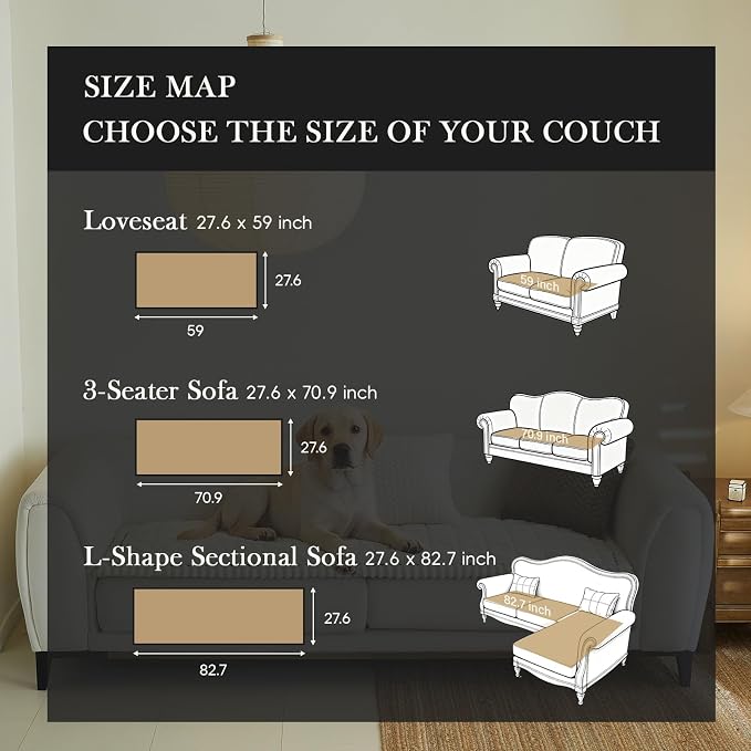 Couch Covers for 3 Cushion Couch Sofa Pet Friendly,Non-Slip Sofa Cover Washable - Image 2