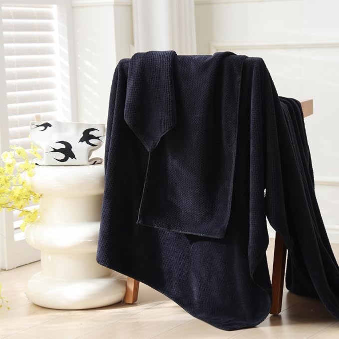 40x80 Inches Bath Sheets Towels for Adults Oversized Bath Towels Extra Large Luxury Super Soft Absorbent Quick Dry Microfiber(Black,2PCS) - Image 4