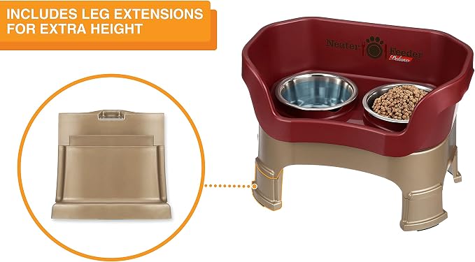 Neater Feeder Deluxe Mess-Proof Elevated Dog Bowls for Medium Dogs (19–40 lbs), 2 Height Adjustable (10” & 12.5”) No-Spill Raised Dog Bowl Stand, Stainless Steel Food Bowl Set, Made in USA, Cranberry - Image 6
