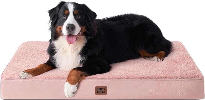 EHEYCIGA Orthopedic Dog Bed Large with Removable Washable Cover, 50IN Pink | Egg Crate Foam Support, Durable Oxford fabric, Non-Slip Bottom, Machine Washable, Soft Waterproof Plush Pet Bed Mat For Crate by EHEYCIGA