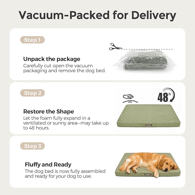 Sytopia 42 Inch Outdoor Waterproof Dog Bed for Extra Large Dogs, Orthopedic Egg Crate Foam Pet Mat with Removable Washable Cover, Durable Crate Mat for Patio, Deck, Camping, Travel, Green - Image 5