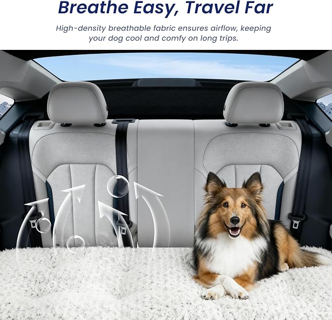 3.5" Thick Deluxe Plush Dog Bed Mat for Car, Comfy Dog Seat Cover, Pet Bed & Seat Cover Protector, Washable & Anti-Slip Travel Pet Mat, Fit for Backseat Extenders of Cars Trucks SUVs, 54" x 25” - Image 6