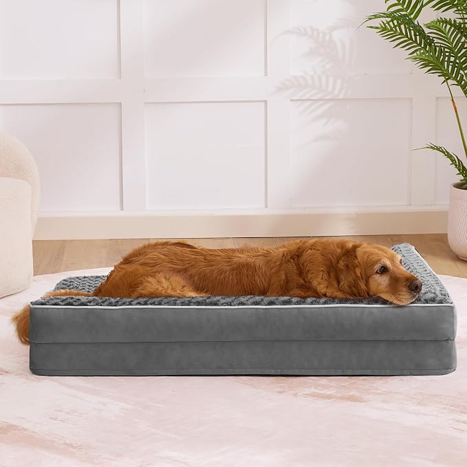 Dog Bed Large Sized Dogs, XL Orthopedic Dog Bed for Large Dogs, Waterproof Pet Bed with Washable Removable Cover, L-Shaped Pet Couch with Portable Handle 42"x30"x7.5", Dark Grey - Image 7