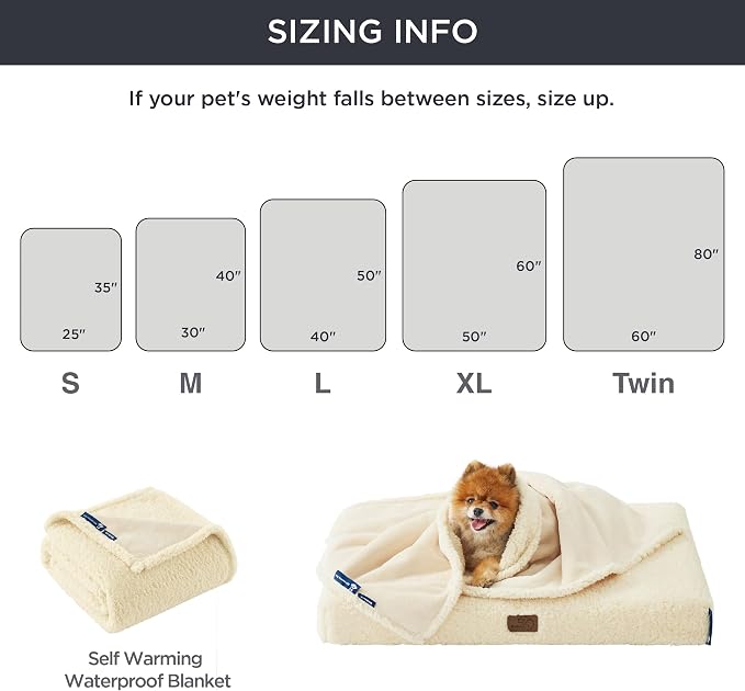 Bedsure Self Warming Dog Blankets for Small Dogs Waterproof - 25"X35" White | Soft Plush Sherpa Fleece Cat Puppy Blanket Washable for Couch Protector Reversible, Cozy Calming Throw Warm for Pet - Image 6