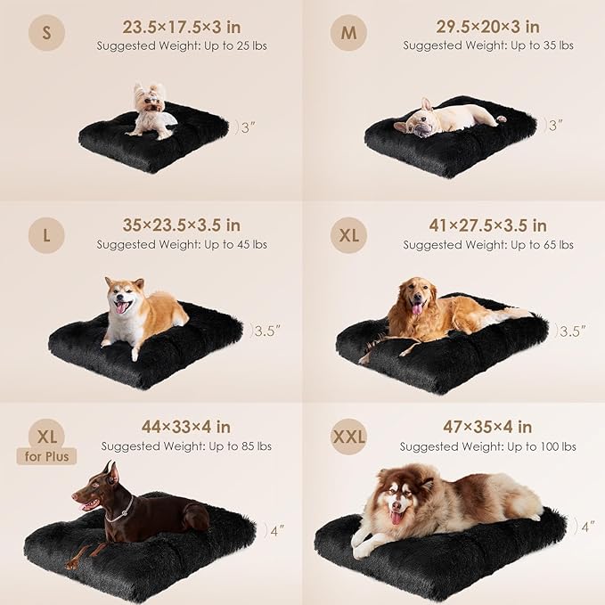 EHEYCIGA Fluffy Dog Crate Bed for Small Dogs, Plush Crate Pad, Black | Calming Anti Anxiety Small Dog Bed, Washable Soft Warm Faux Fur Crate Mat with Non-Slip Bottom - Image 2