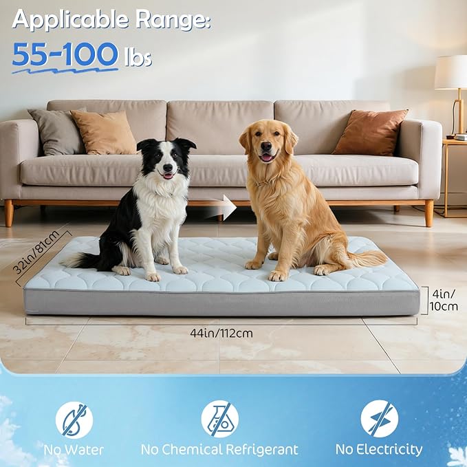 Q-Max>0.4 Cooling Dog Bed, 44" x 32" Cooling Bed for Dog Large, Blue | Orthopedic Dog Beds, Waterproof Removable Washable Cover, Egg Crate Foam, Anti-Slip Bottom, Non-Gel - Image 3