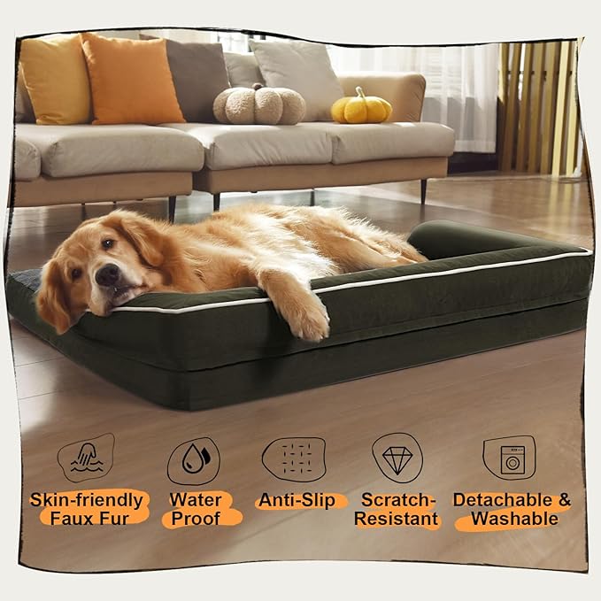 MEKIY Orthopedic Comfy Pet Sofa Dog Bed with Bolster for Small Dogs Cats | Pillow Support for Neck Relief, Egg Crate Foam, Skin-Friendly Surface, Waterproof Liner, Anti-Slip Bottom, 24 x 18 Inch - Image 6