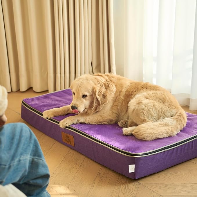 LIORCE Orthopedic Memory Foam XXL Dog Bed - 6" Thick Beds for Extra Large Sized Dog - Waterproof Removable Washable Cover & Wrap-Around Zipper - Ultimate Comfort & Easy Maintenance, Purple - Image 7