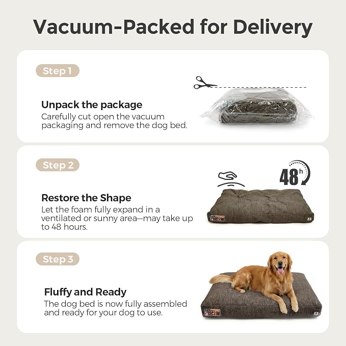 Sytopia 42 Inch Indestructible Durable Dog Beds for Extra Large Dogs, Chew Proof Waterproof Pet Crate Pad with Machine Washable Removable Cover, Great for Indoor, Outdoor, Crate, Patio Use, Brown - Image 7