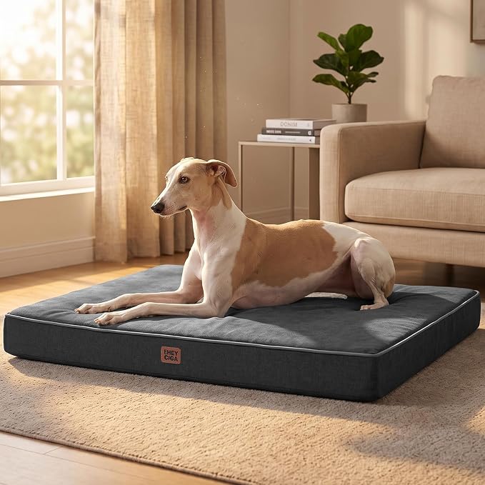 EHEYCIGA XL Orthopedic Dog Crate Bed Washable, 41x27Inch, Dark Grey | High Density Egg Crate Foam, Waterproof Liner, Removable Easy Clean Cover, Non-Slip Bottom, Fits Crate, Floor and Sofa - Image 8
