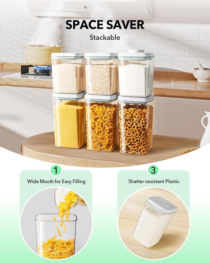 Ankou Food Storage Container Sets, 2.8 Qt + 4.2 Qt *2 Airtight Canisters with Lids and 130ml Scoop, BPA-Free Plastic Pantry Containers for Flour, Sugar, Rice - Image 4