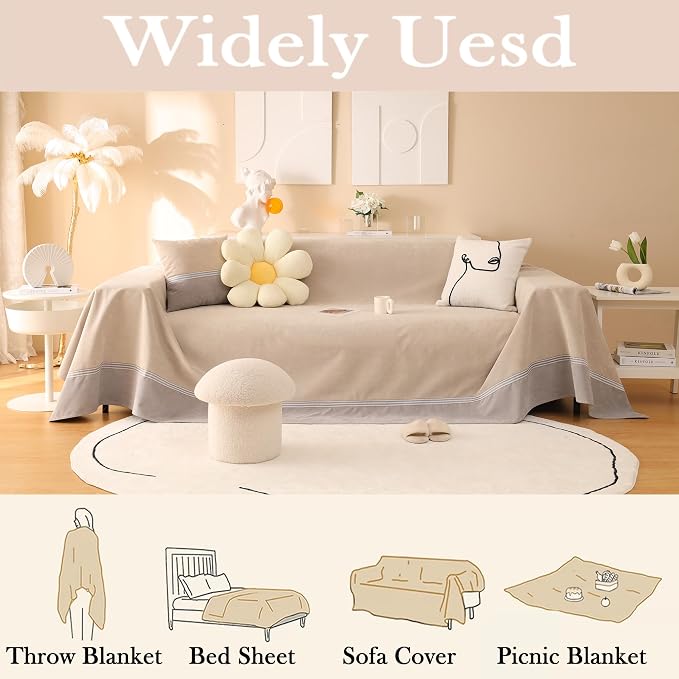 Waterproof Sofa Cover for Pets, Light Khaki Couch Covers for Sectional Sofa, Simple Style Sofa Covers for 2-3 Cushion Couch, Waterproof, Durable and Washable, XL 79" x 118" - Image 6