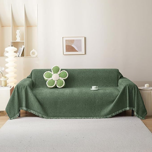MEETSKY Couch Cover for 3 Cushion Couch Sofa Furniture Protector Sofa Covers Chenille Sectional Couch Covers for Pets Oversized CouchCover Recliner Sofa Love Seat Covers, 91" x 118", Moss Green by MEETSKY