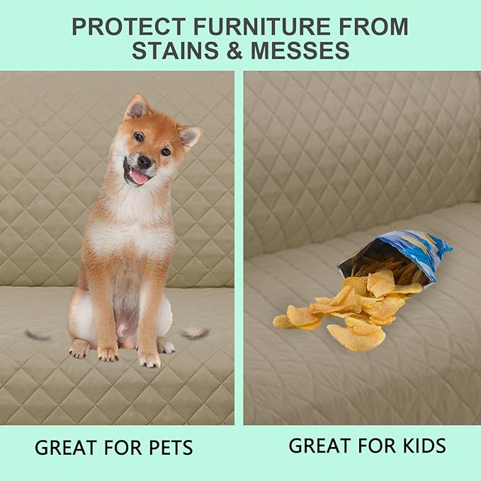 Reversible Chair Covers for Recliner Oversized, Camel/Beige | Recliner Oversized Covers for Living Room with Elastic Straps, Water Repellent, Chair Protectors Covers for Dogs - Image 5