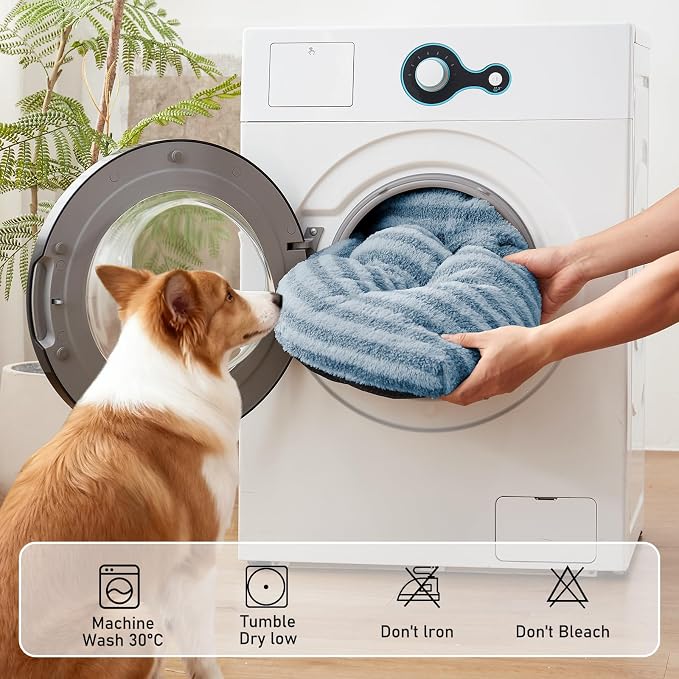 FURTIME Washable XL Dog Bed for Extra Large Dogs, Deluxe Dog Crate Beds | Comfy Fluffy Kennel Pad Anti-Slip Pet Sleeping Mat, Machine Washable Dogs Pillow, 44"x32"x4", Blue - Image 5