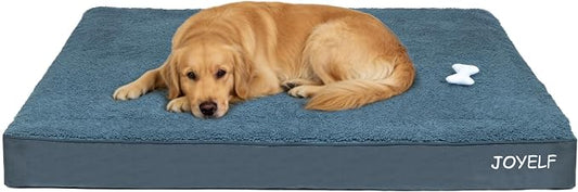 JOYELF XXLarge Dog Crate Bed Mats Orthopedic Dog Bed,Egg Crate Foam Dog Mat with Removable Cover, a Squeaker Toy as Gift by JOYELF