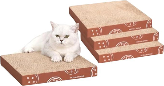 Petpals Corrugated Cardboard Scratcher Replacement 4-Pack | Scratching Pad Replacement for Petpals Products Jodie / Poly, Sofa Couch Furniture Protectors from Cat Scratching, Brown by Petpals