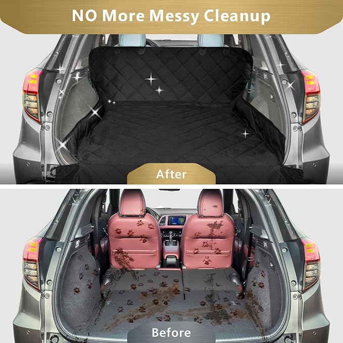 F-color SUV Cargo Liner for Dogs - Heavy Duty Cargo Cover for Mid-Size SUVs | Water Resistant, Bumper Flap, Non-Slip Mat, Car Trunk Dog Car Seat Cover Prevents Scratches Pet Hair Mud Dirt for Sedans Vans - Image 3