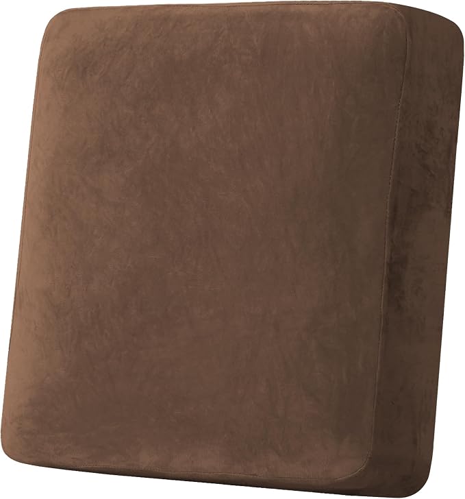H.VERSAILTEX Velvet Stretch Couch Cushion Cover Plush Cushion Slipcover for Chair Cushion Furniture Protector Seat Cushion Sofa Cover (1 Piece Armchair Cushion Covers, Caramel Cafe) by HVERSAILTEX