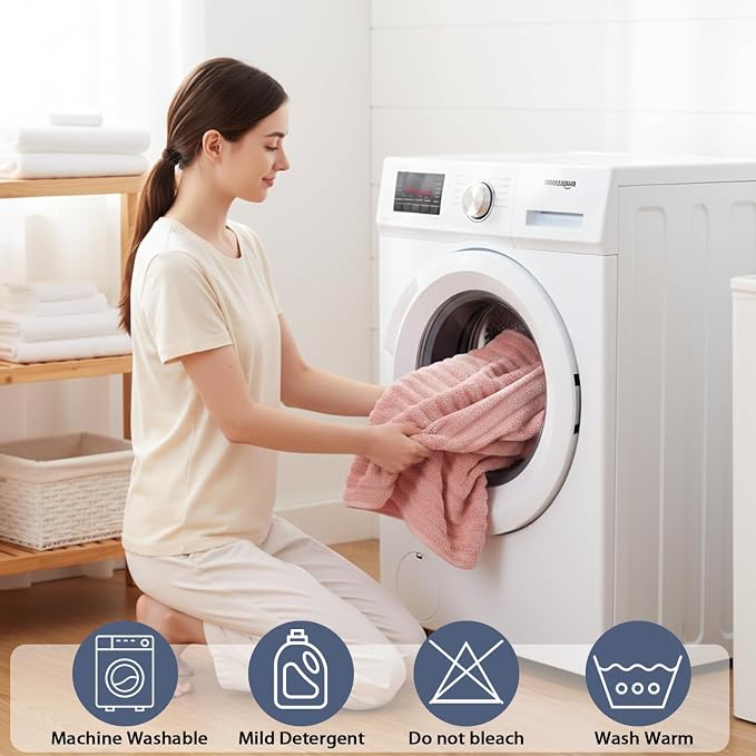 6 Piece Bath Towel Set, 40"x80" Oversized Bath Sheets, Pink | Microfiber, Quick Dry, Highly Absorbent, Towels for Bathroom, 2 Extra Large Bath Towels, 2 Soft Hand Towels, 2 Washcloths - Image 7