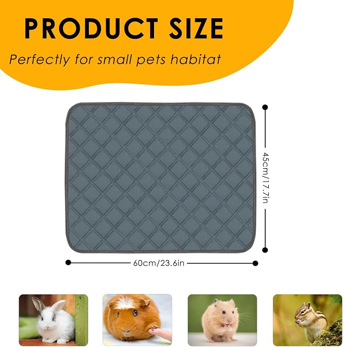 4 Pack Guinea Pig Cage Liners Washable Guinea Pig Bedding Reusable Waterproof Super Absorbent Guinea Pig Pee Pads Anti Slip Mat for Small Animals Rabbit Hamster Rat - 24" x 18" - Image 2