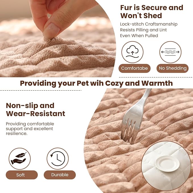 Couch Cover for Dogs Washable, Non Slip Couch Covers for 3 Cushion Sofa Pet Friendly, Fuzzy Pet Couch Cushion Covers for Dog,Thick,Soft for Sofa Protector (Coffee, 27.6" x 82.7"/70 x 210cm) - Image 4