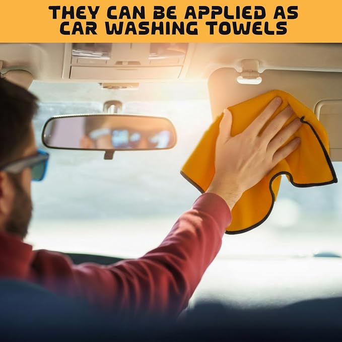 Tallew 100 Pcs Yellow Microfiber Towels: 16"x16" Microfiber Drying Towels Bulk Micro Fiber Car Cleaning Cloth for Cars Drying Washing Polishing Cleaning Household Supplies - Image 4