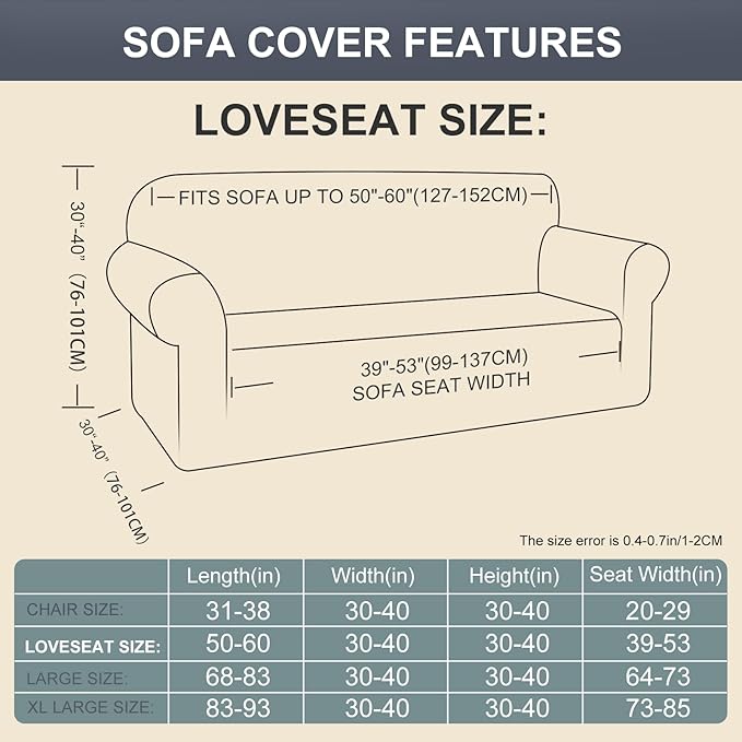Stretch loveseat Covers Washable Sofa Slipcover, Brown | 1 Piece Couch Covers for Sofa Furniture Protector with Non Skid Foam and Elastic Bottom for Kids, Dogs - Image 5