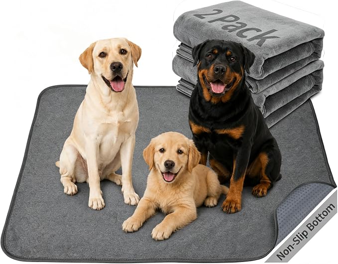 Dog Pee Pad Washable-Extra Large Instant Absorb Training Pads Non-Slip Pet Playpen Mat Waterproof Reusable Floor Mat for Puppy/Senior Dog Whelping Incontinence Housebreaking (31"x36"-(2PACK)) by PICKFORLIFE