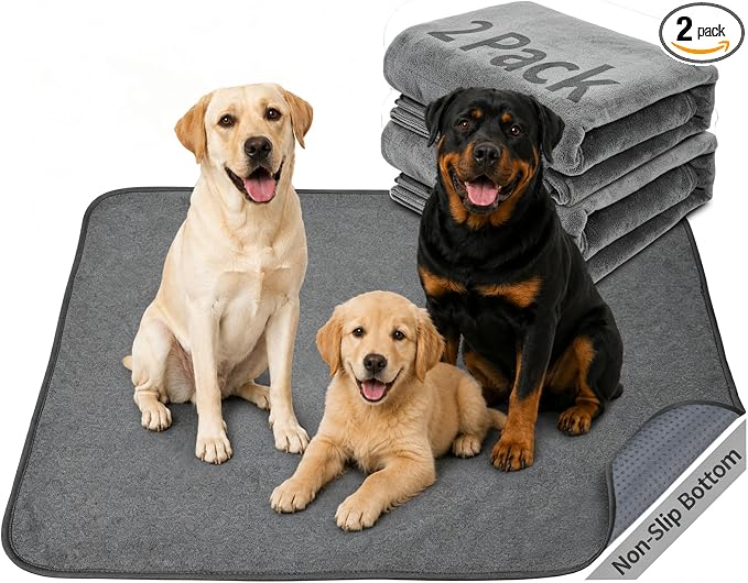 Washable Dog Pee Pads 36x48 2Pack Reusable Whelping Pads, Absorb Dog Mats Non-Slip Puppy Training Pads for Whelping, Potty, Training, Playpen, Crate by PICKFORLIFE