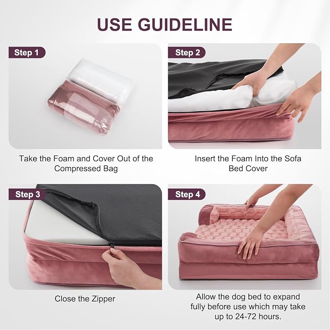 FURTIME Orthopedic Dog Bed for Medium Size Dog, Waterproof Dog Beds, 35x25x6.5 Supportive Foam Pet Couch Bed with Removable Washable Cover and Nonskid Bottom - Image 7