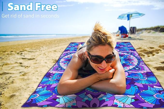 2 Pack Microfiber Oversized Lightweight Beach Towel 71"x32" Extra Thin Large Sand Free Towels Travel Swim Pool Yoga Gym for Adults Women Men Beach Essentials Accessories Vacation Gift - Image 4