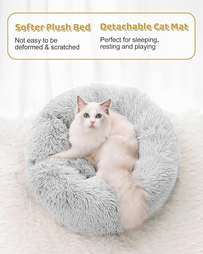 Cat Tunnel Bed with 20 Pcs Interactive Toys, 3-in-1 DIY Collapsible Plush Cat Tube with Washable Mat, Large Indoor Play Tunnel Cave for Kittens and Small Animals - Image 5