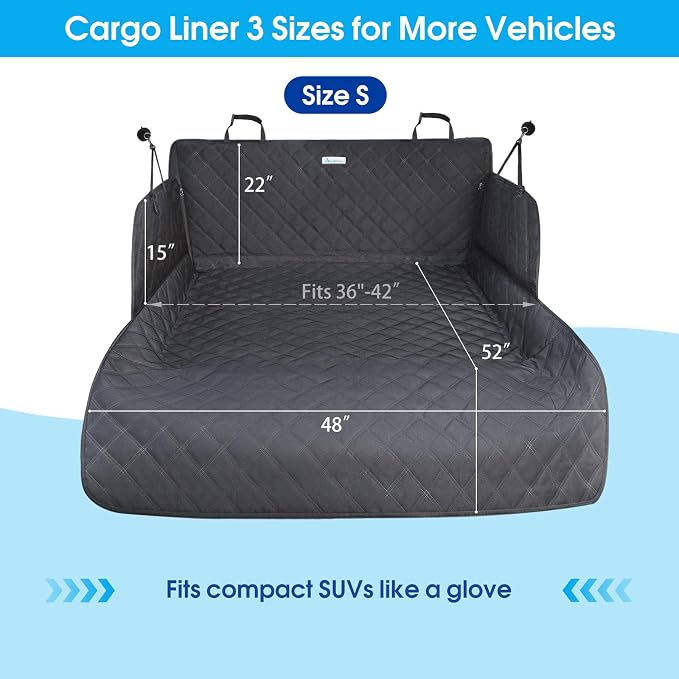 ALLANSING SUV Cargo Liner for Dogs - Heavy-Duty 900D Oxford Waterproof Pet Cargo Protector with 3-Sided Zippered All-Round Protection & TPU Suction Cups, Fits Compact SUVs - Image 7