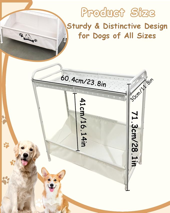 Large Dog Toy Basket,Dog Toy Bin with Storage Organizer,2-Tier Dogs Toys Box for Living Room,Dogs Cat Accessories Organizer,Durable Toys Holder Chest for Leashes - Image 8