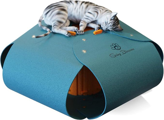 Cat Tunnel, Cat Cave for Indoor Cats Bed,Scratch Resistant Cat Toys for Medium Large Cats Hide and Seek Toy (Peacock Blue) by SPRINGBLOSSOMS