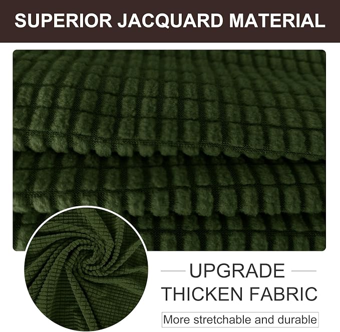 U-NICE HOME Loveseat Cover Stretch Couch Cover Sofa Slipcover, Bronze Green | 2 Cushion Sofa, 1-Piece Sofa cover, Washable, Pet friendly, Furniture protector, Polyester Spandex Jacquard fabric - Image 4