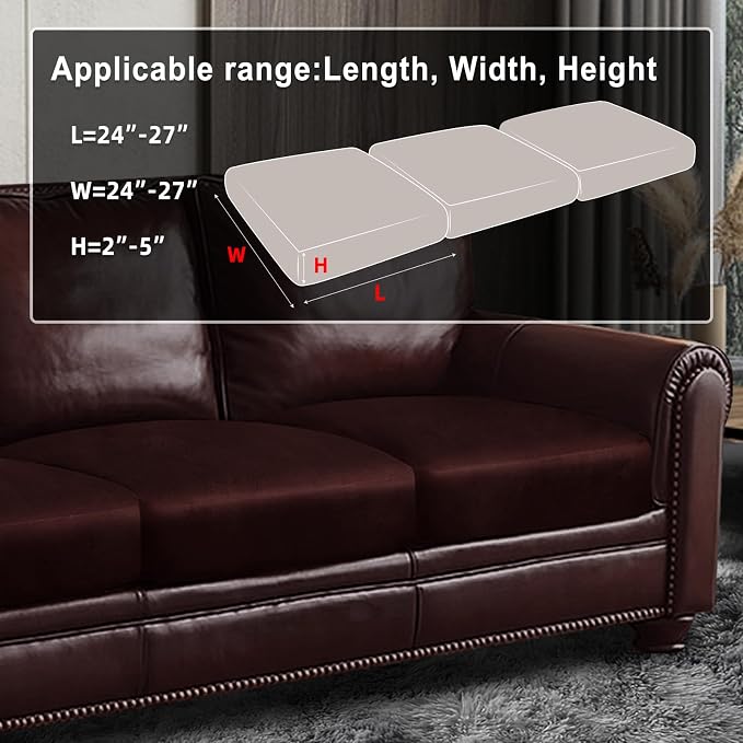 ANARACHON Leather Look Couch Cushion Covers Sofa Seat Slipcovers Sets Couches Furniture Protector for Sectional Armchair Loveseat Pets Kids Stretch Spandex Fabric (3 Cushion Sofa, Burgundy) - Image 3