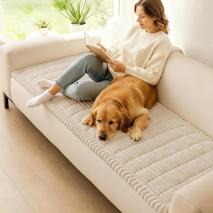 hyha Couch Cover for Dogs, Washable Non Slip Plush Flannel Sofa Protector | Thick Flannel, Silicone Anti-Slip Backing, Pet Hair & Scratch Protection, Fits Sofa & Loveseat (27.6" x 47") - Image 2