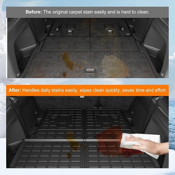 powoq Cargo Mat Compatible with 2021-2026 Jeep Grand Cherokee L Overland Trunk Mat Backrest TPE Cargo Liner Replacement for 2021-2026 Jeep Grand Cherokee L Accessories (Trunk Mat+Backrest Mats) - Image 3