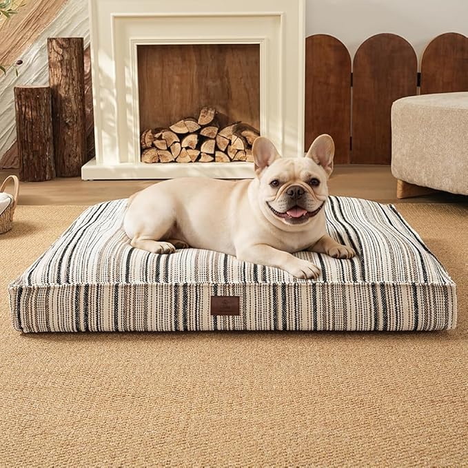 SOMAHE 4 Inch Orthopedic Dog Bed for Crate, 27 x 20 Inch, Black Chenille | Washable Removable Cover, Waterproof Inner Liner, Non-Slip Bottom, Orthopedic Dog Crate Mattress for Medium & Large Dogs by COZYHOMECHICSTYLE