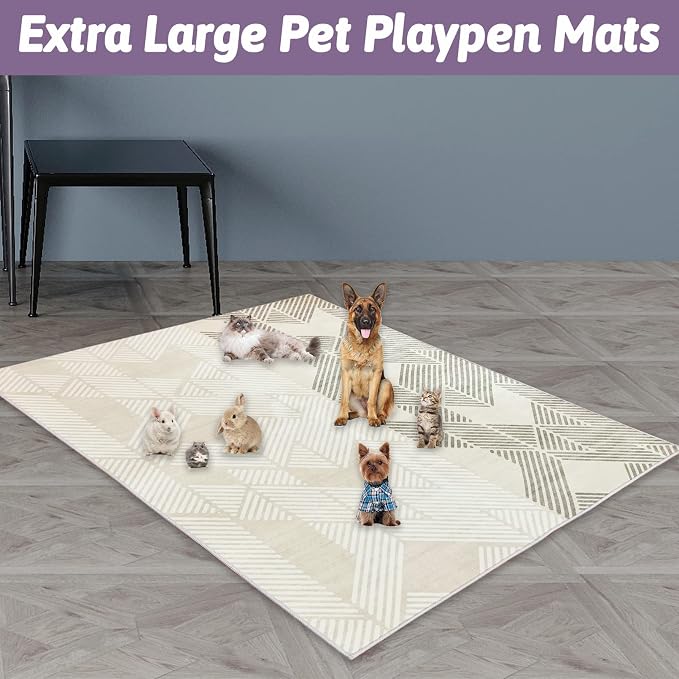 VCEPJH Extra Large Rabbit Cage Liner Reusable 63 inch Washable Bunny Floor Mat Soft Animal Bedding Cage Flooring Pads Non-Slip Pet Rug for Indoor Dogs Puppy Cats Totoro Ferret - Image 7