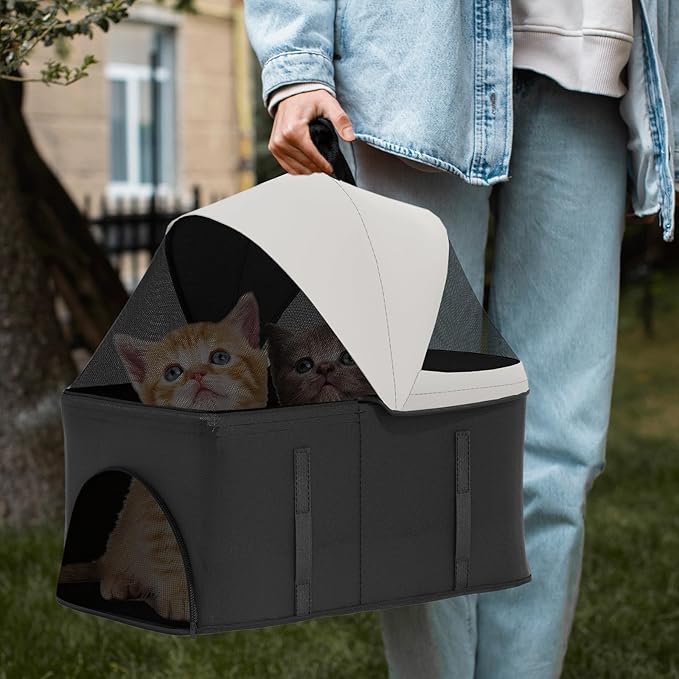 Magshion Foldable Pet Stroller, 3-in-1 Dog Travel Jogger with Detachable Carrier, Cup Holder, Storage Basket, Folding Carrier for Small/Medium Dogs & Cats Up to 33 lbs, Black