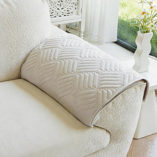 Velvet Couch Arm Rest Covers for Sofa Washable(35.4"x35.4") | Soft Sofa Cover for Armrest, No Shedding White Couch Covers, Pet Friendly Non Slip Couch Protector Cover for Dogs by TIANXINBAOBEI