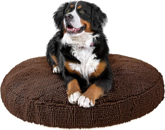 Soggy Doggy Super Snoozer Round Dog Bed, Dark Chocolate, Large 36"x36"x6" | Removable, zip-off washable cover; plush round design; for small to large breeds; car & living room use by SoggyDoggyDoormat