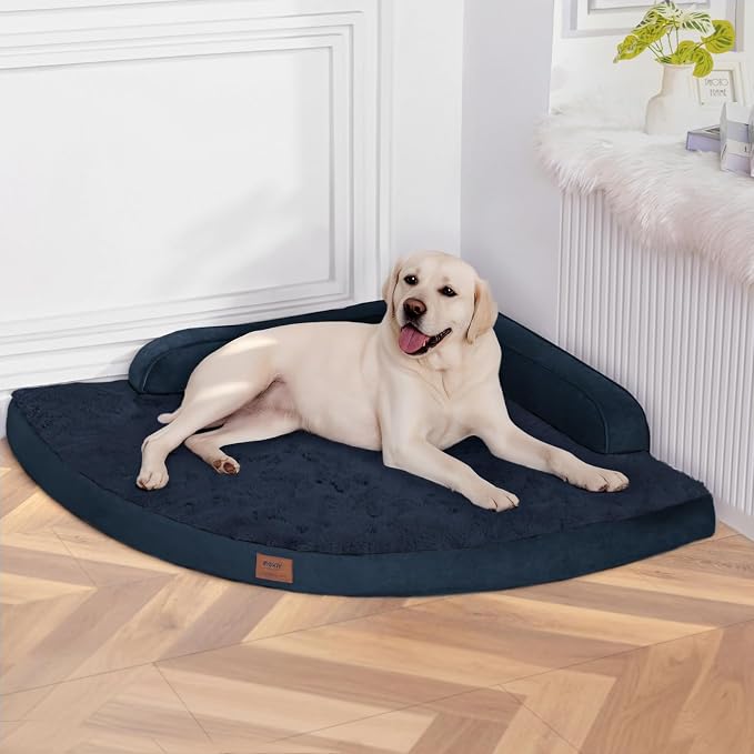 MEKIY Jumbo Orthopedic Waterproof Dog Bed with Sides for Extra Large Dogs | Egg Crate Foam, Waterproof Liner, Anti-Slip Bottom, Space-Saving, Perfect for Corners and Sofa Edges, 42 x 42 Inch by Mekiy