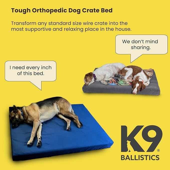 K9 Ballistics Tough Ripstop Orthopedic Crate Bed, 53 x 36, Titanium | Thick, Durable XXL Kennel Pad with Washable Cover for XX Large Dogs, Fits 54” Wire Crate - Image 2