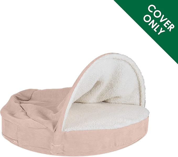 Furhaven Replacement Dog Bed Cover Sherpa & Suede Snuggery, Machine Washable - Cream, 35-inch - Image 2